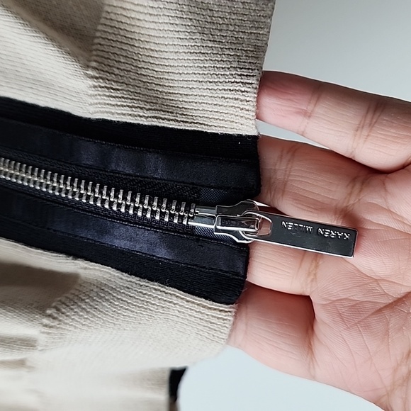 Karen Millen Tie Dye Sleeve Knit Zip Up Cropped Cardigan - Picture 4 of 7